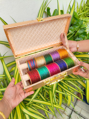 10 Dozen Raindrop With Glitter Glass Bangles Gift Combo With Box
