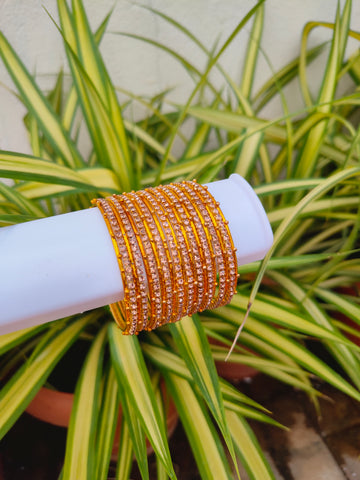 Rosy Metal Bangles -Yellow Colour-1 Set