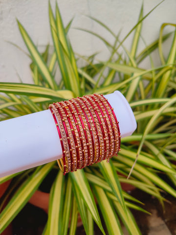 Rosy Metal Bangles -Maroon Colour-1 Set