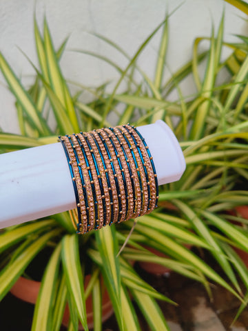 Rosy Metal Bangles - Peacock Blue Colour-1 Set