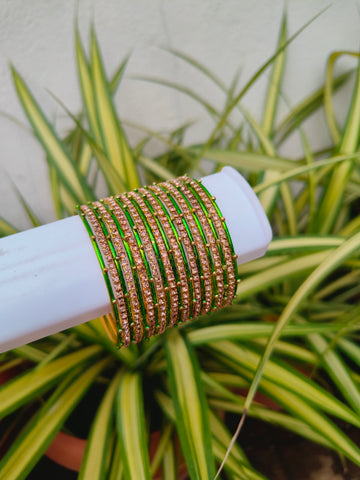 Rosy Metal Bangles -Light Green Colour-1 Set