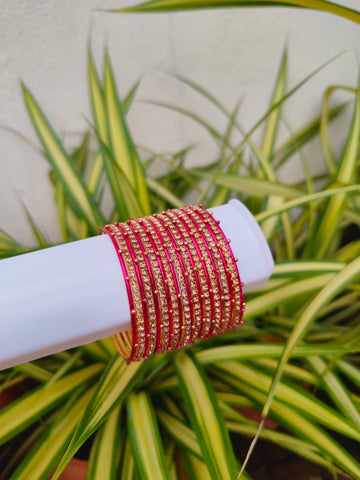 Rosy Metal Bangles -Rani Pink Colour-1 Set