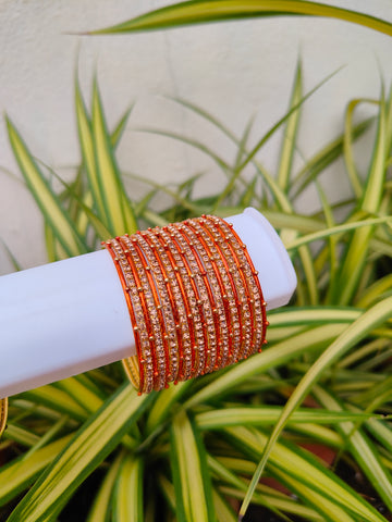 Rosy Metal Bangles -Orange Colour-1 Set