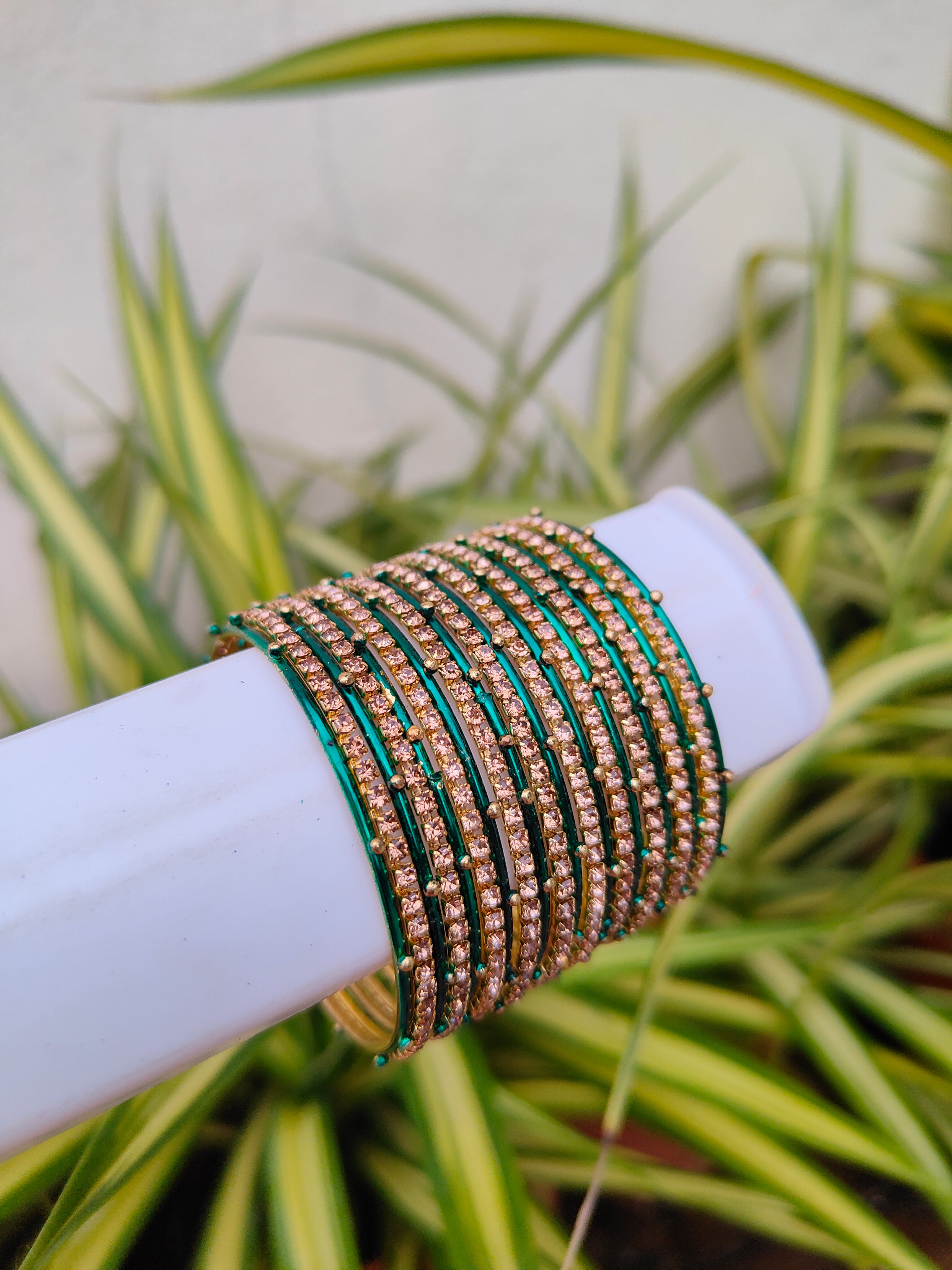Rosy Metal Bangles -Radium Colour-1 Set