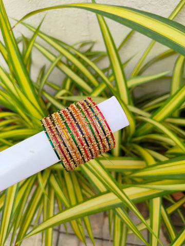 Rosy Metal Bangles -MultiColour-1 Set
