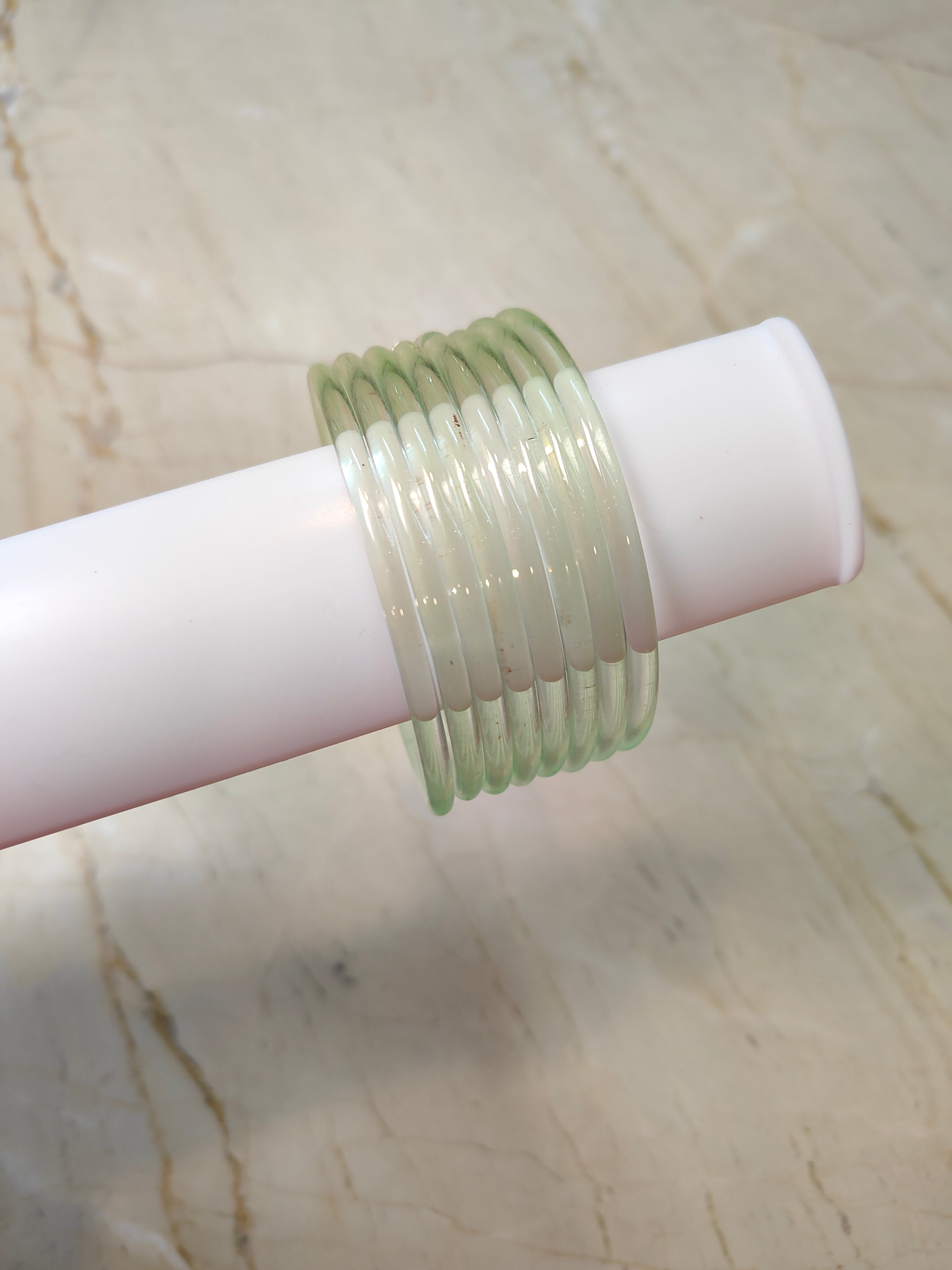 3mm Crystal Jelly Bangles-Pastel Green Colour