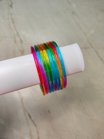 3mm Crystal Jelly Bangles-Dark Multi Colour