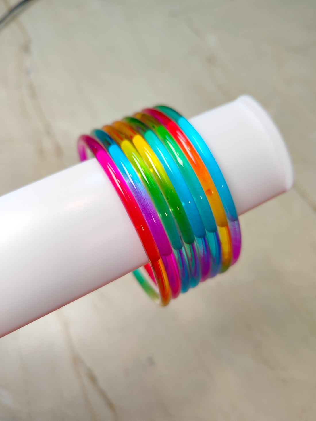 3mm Crystal Jelly Bangles-Dark Multi Colour