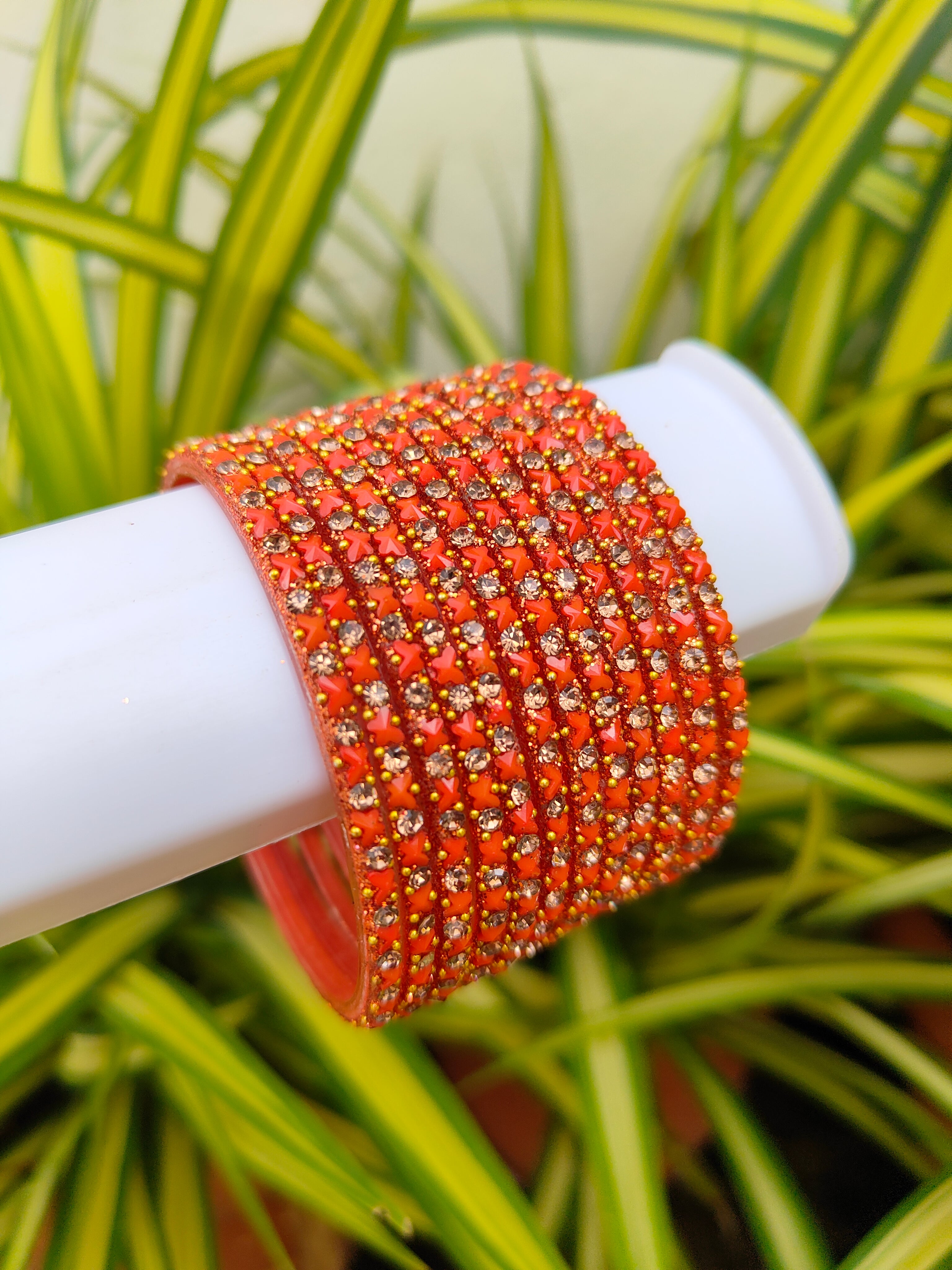 Butterfly Glass Bangles-Orange Colour