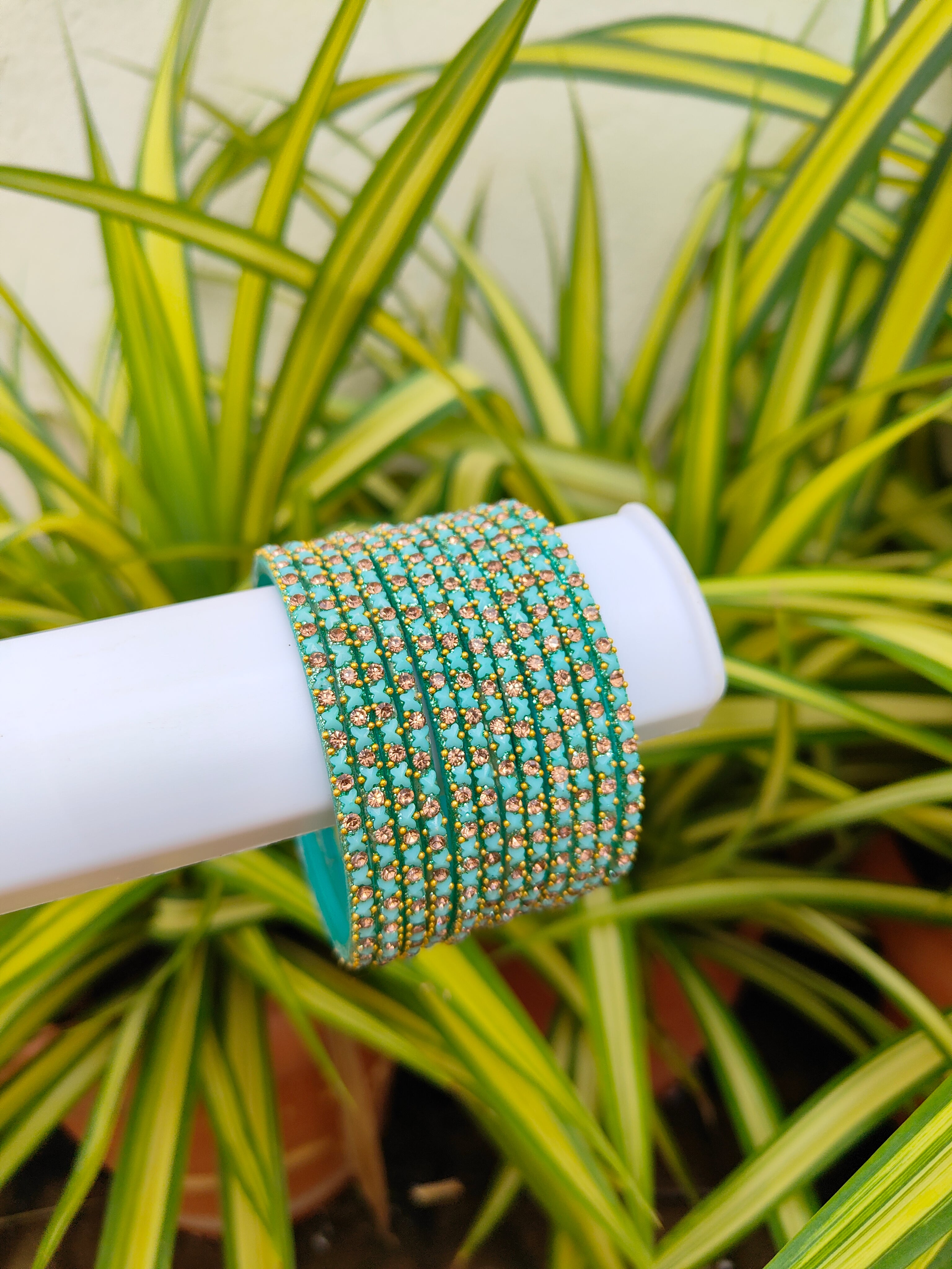 Butterfly Glass Bangles-Sky Blue Colour