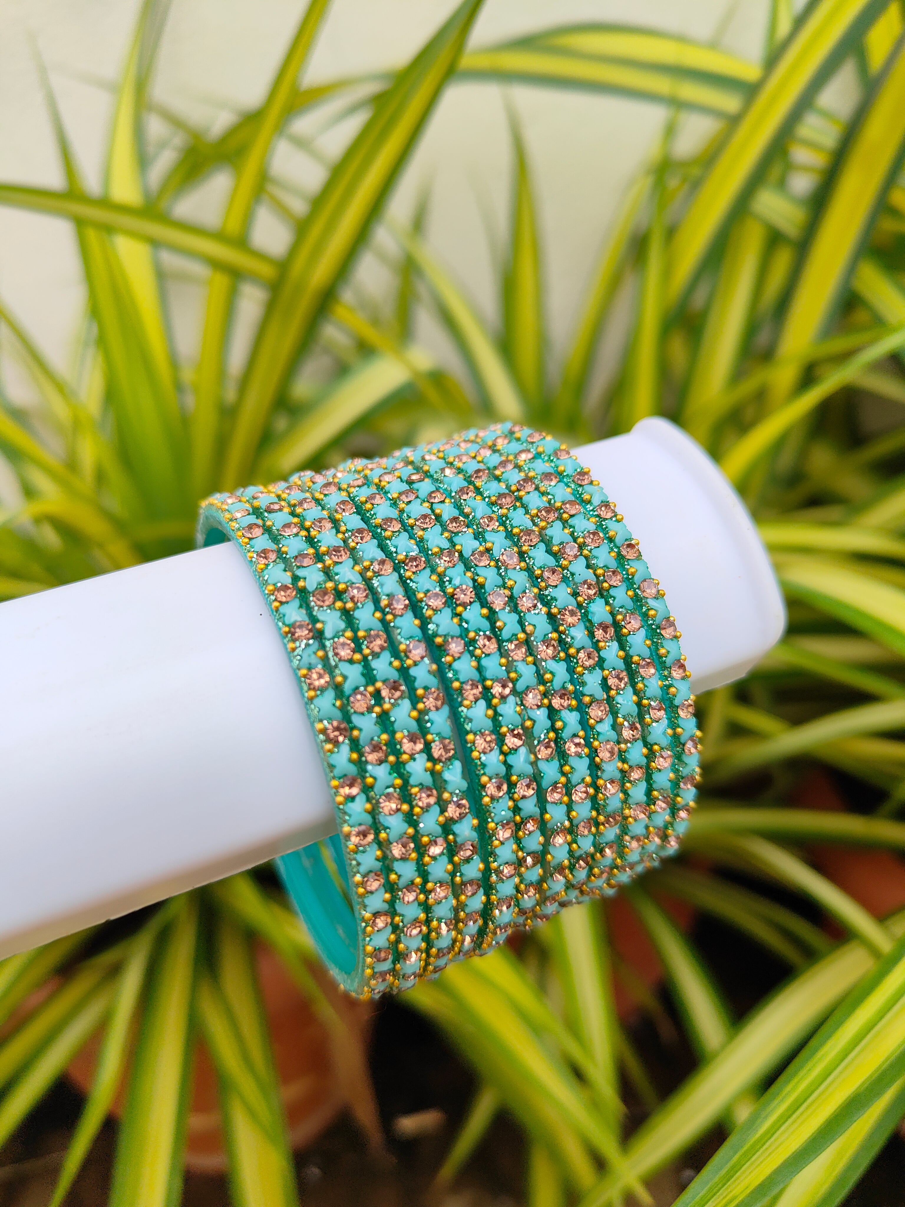 Butterfly Glass Bangles-Sky Blue Colour