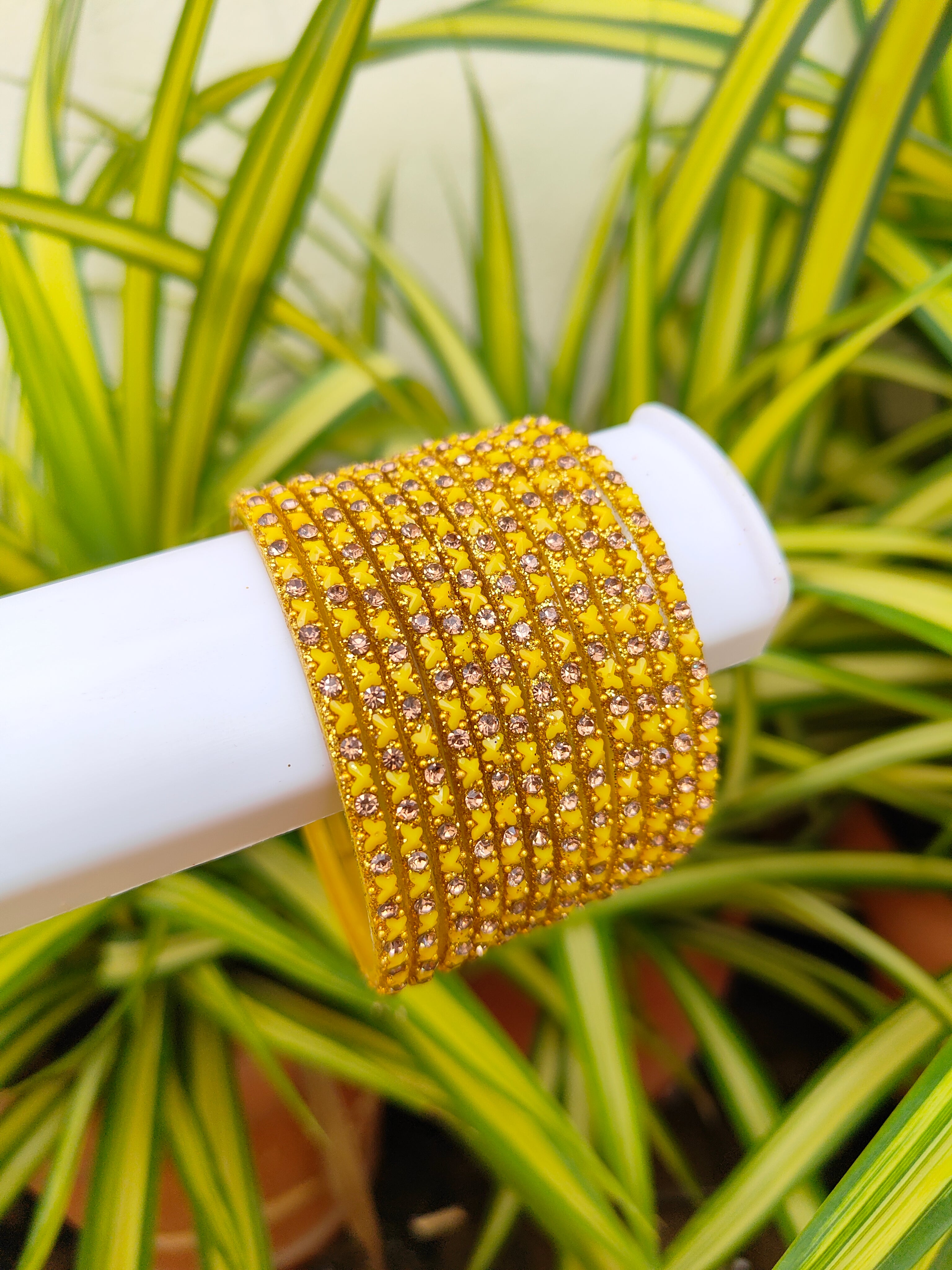 Butterfly Glass Bangles-Yellow Colour
