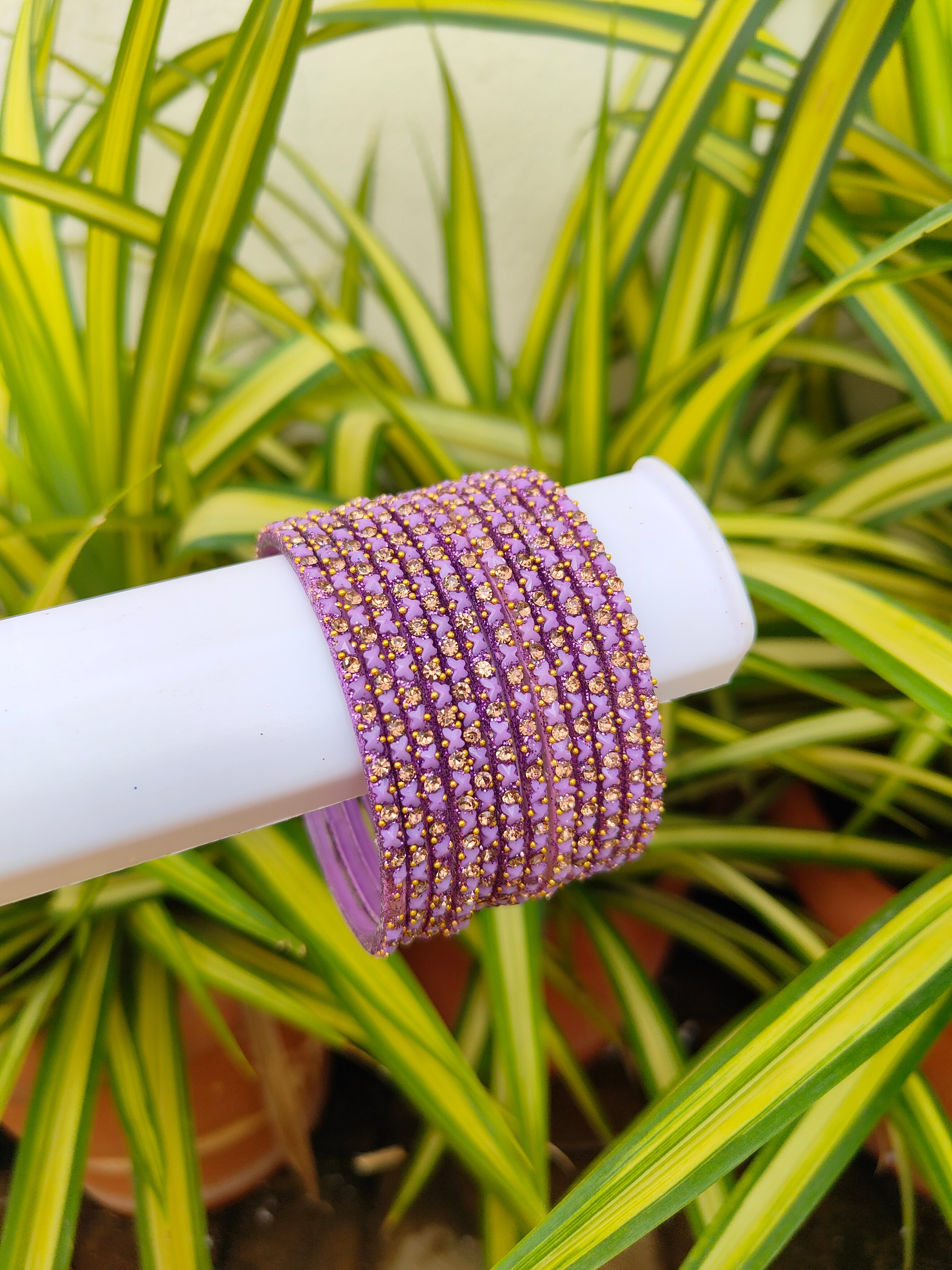 Butterfly Glass Bangles-Lavender Colour