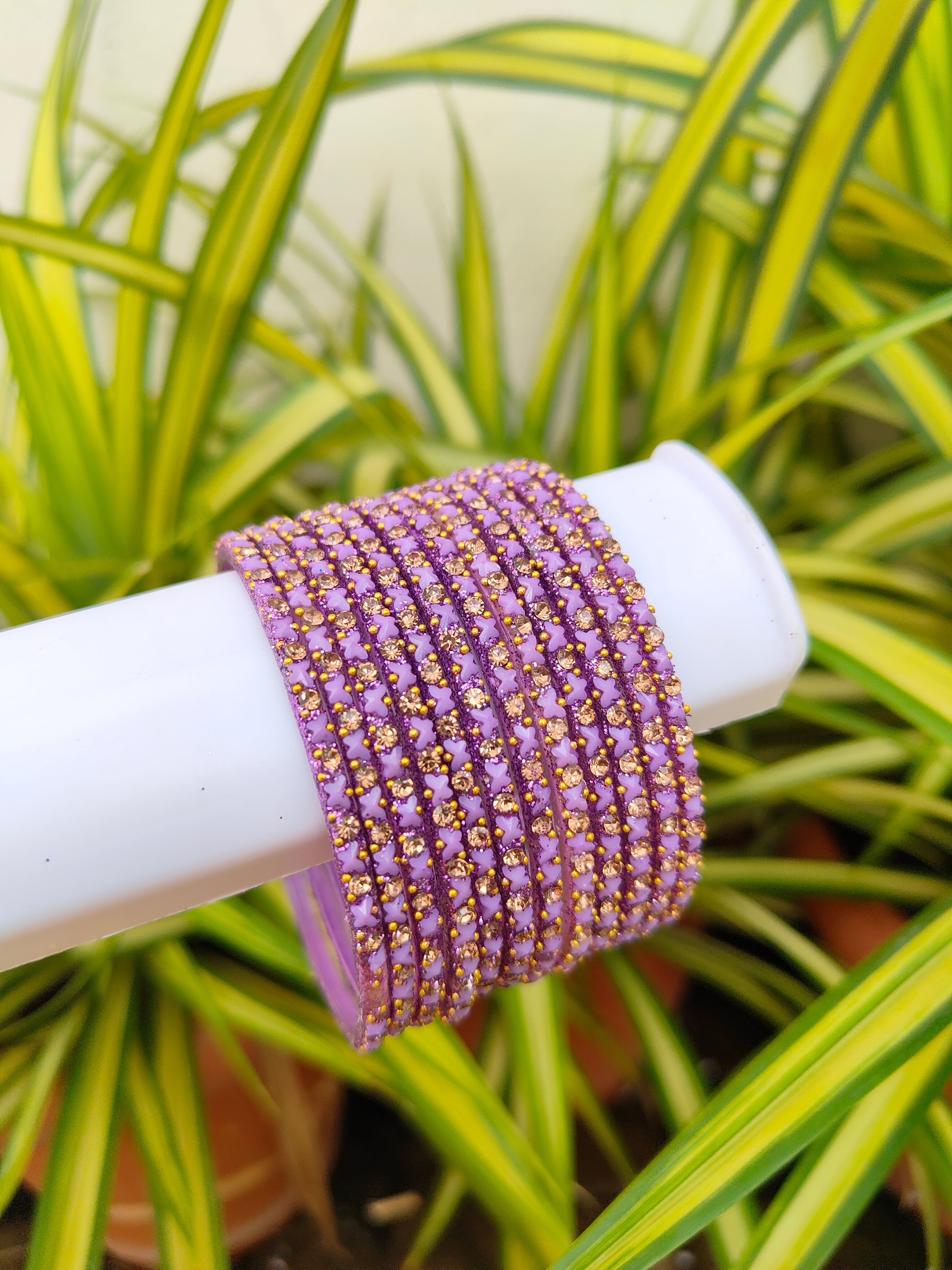 Butterfly Glass Bangles-Lavender Colour