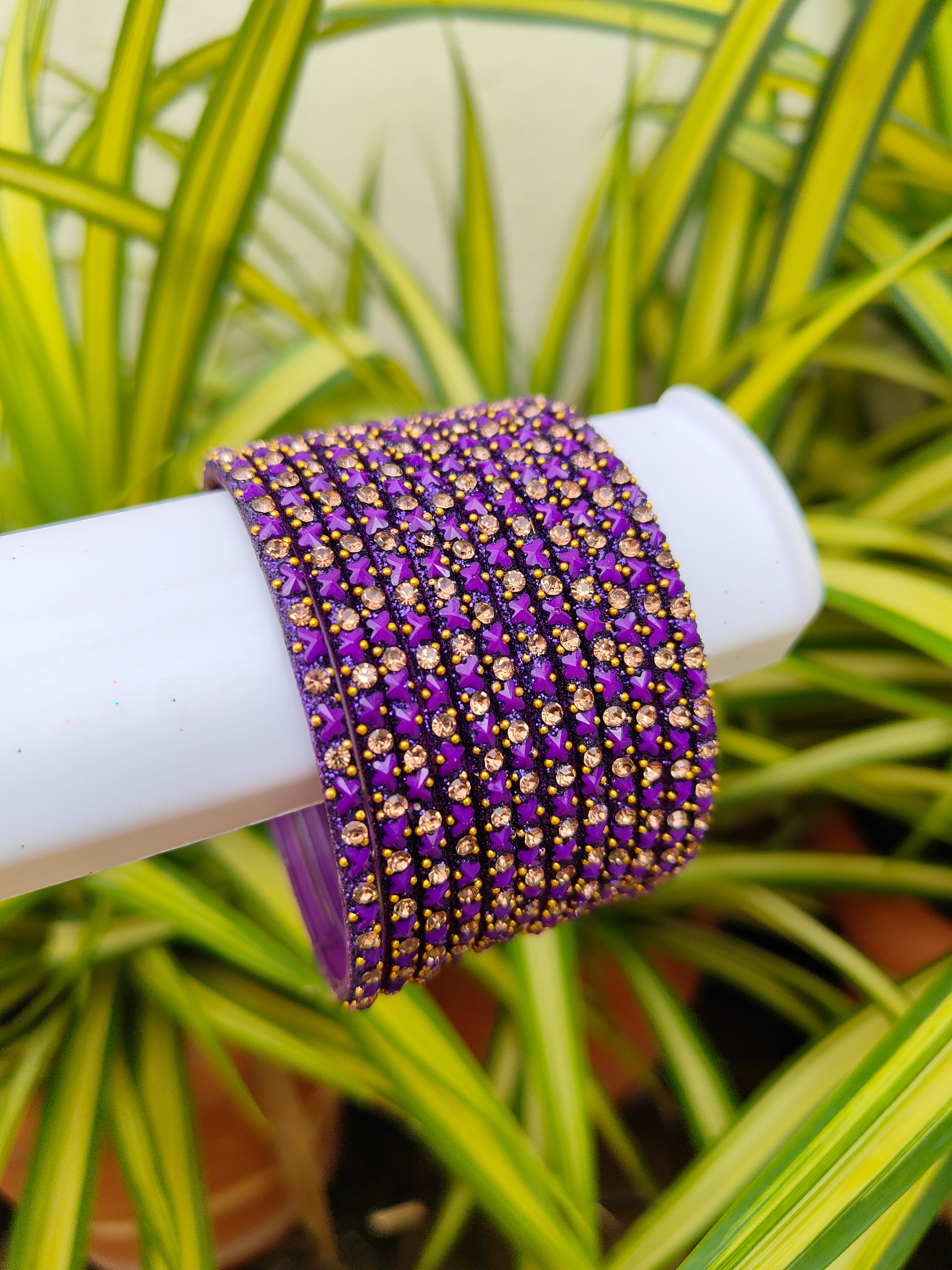 Butterfly Glass Bangles-Purple Colour