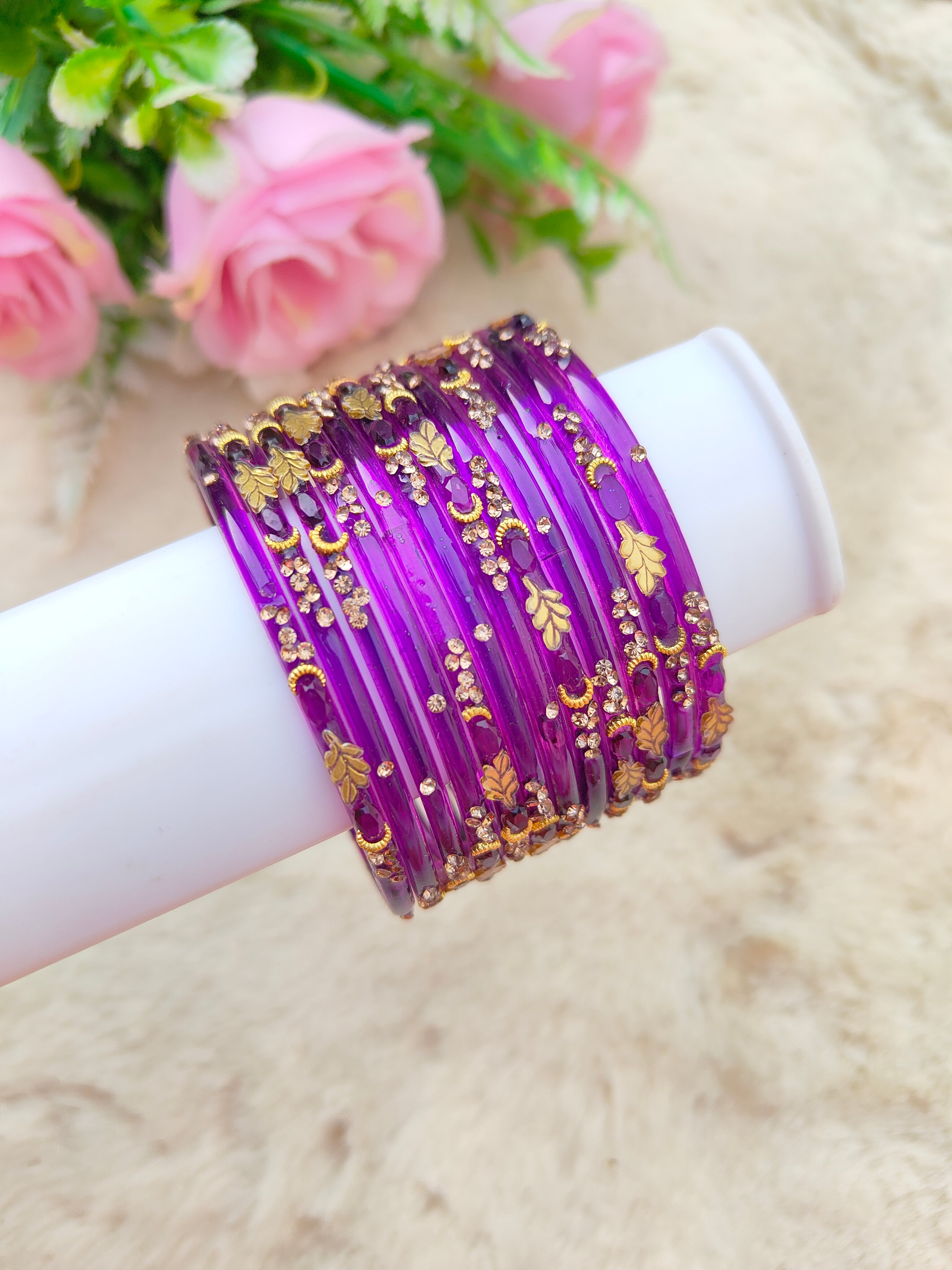 Mayurika Glass Bangles-Purple Colour
