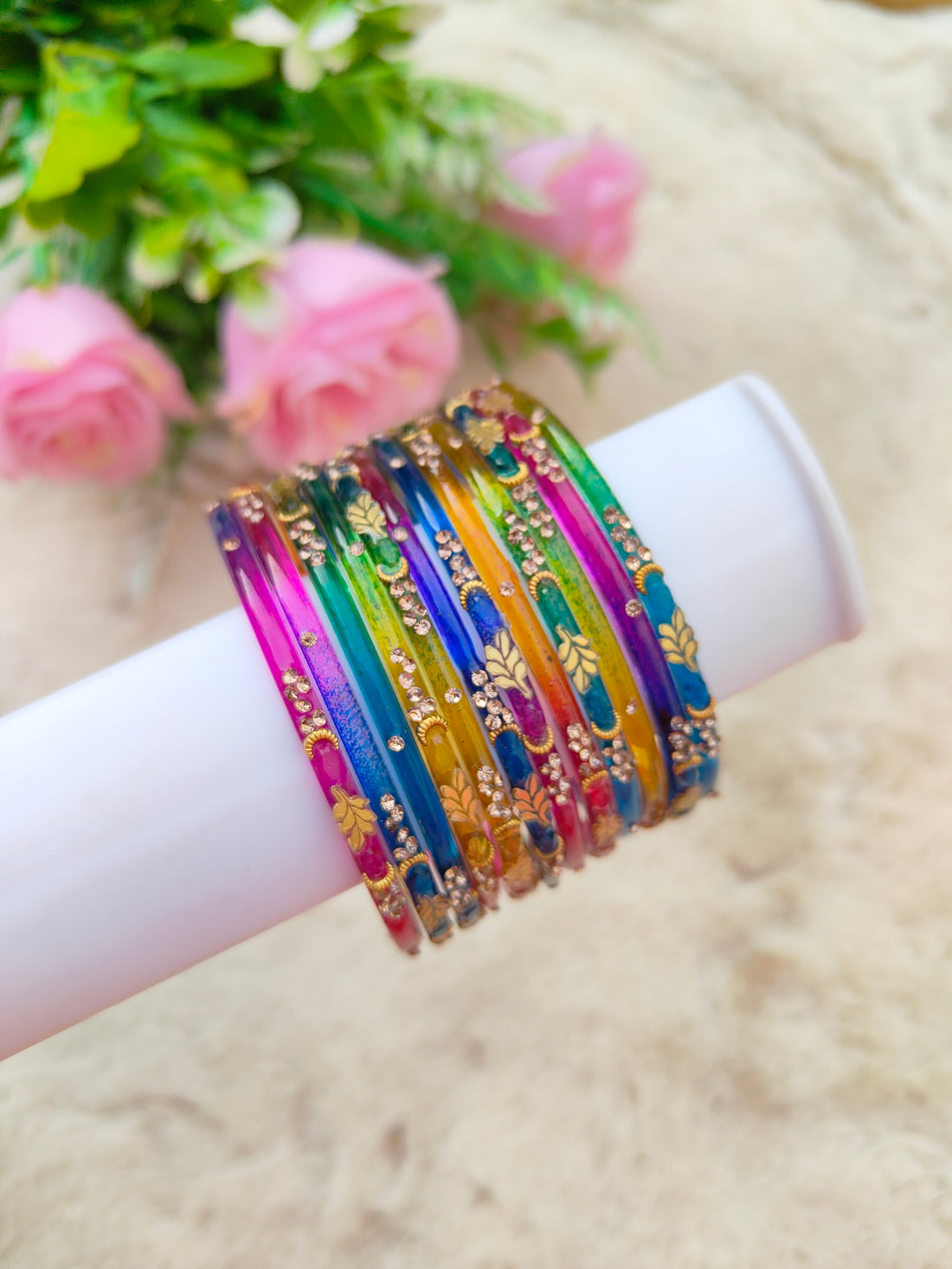 Mayurika Glass Bangles-Dark Multicolour