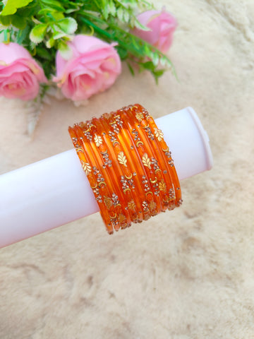Mayurika Glass Bangles-Orange Colour