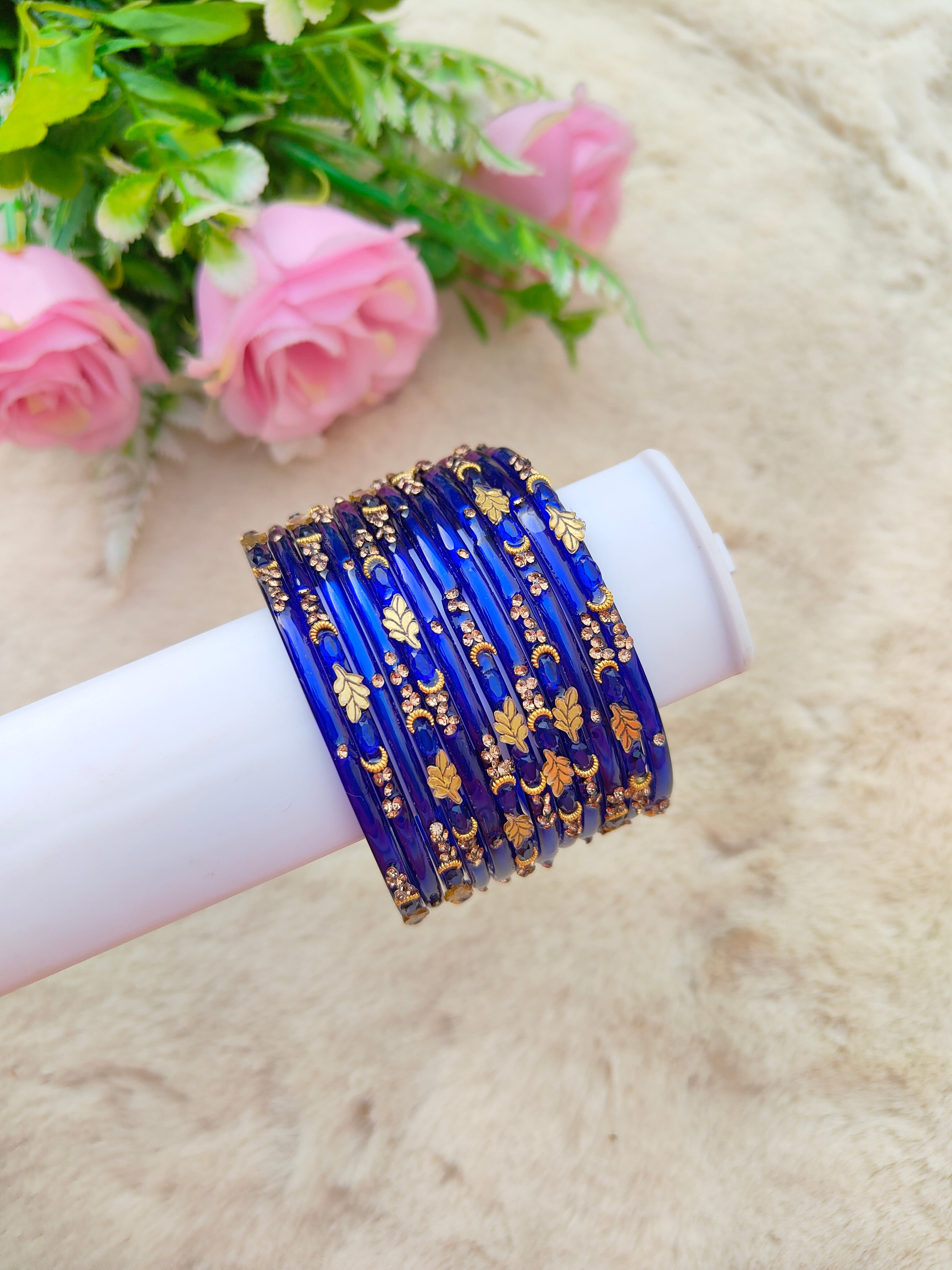 Mayurika Glass Bangles-Navy Blue Colour