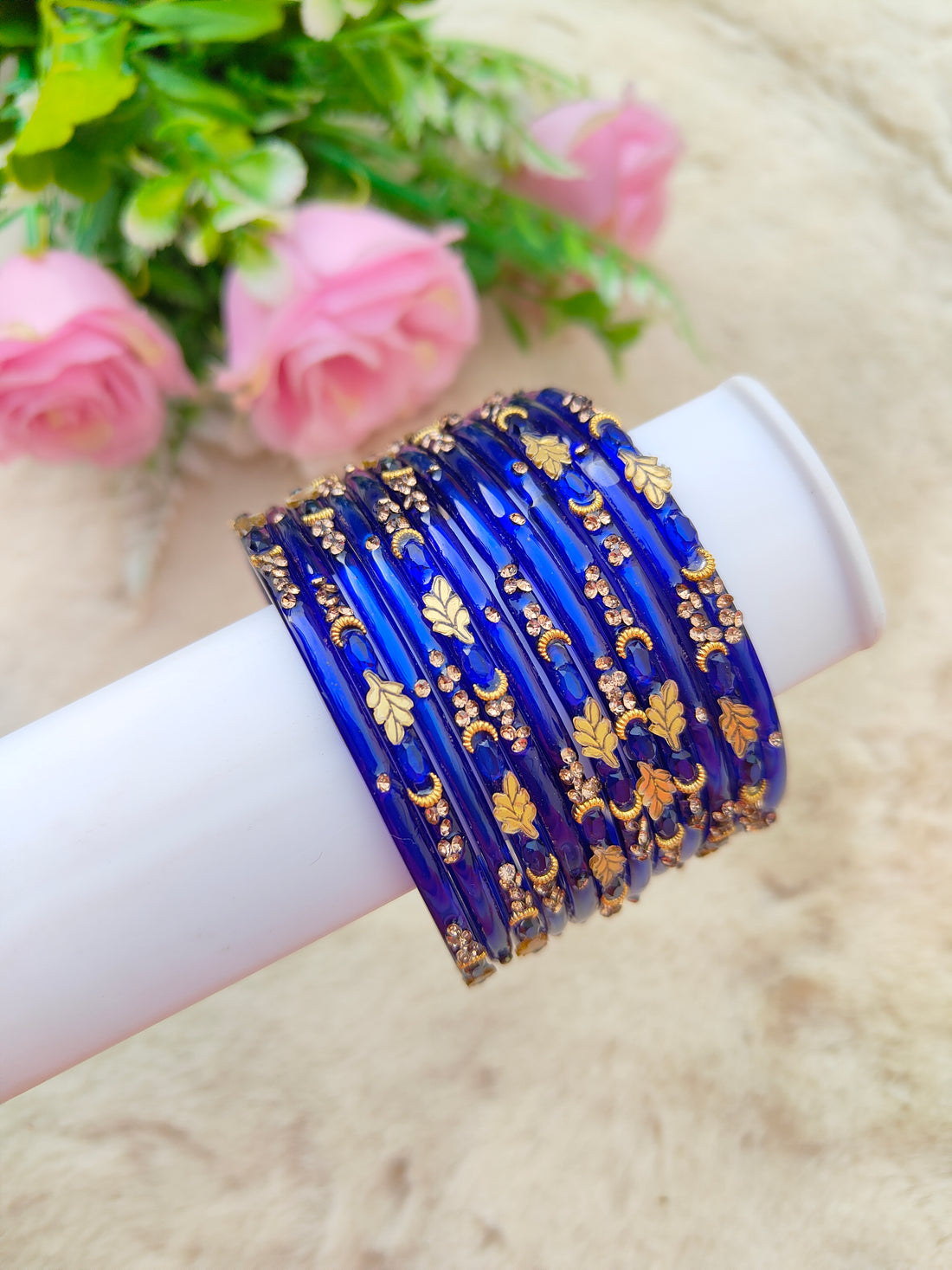 Mayurika Glass Bangles-Navy Blue Colour