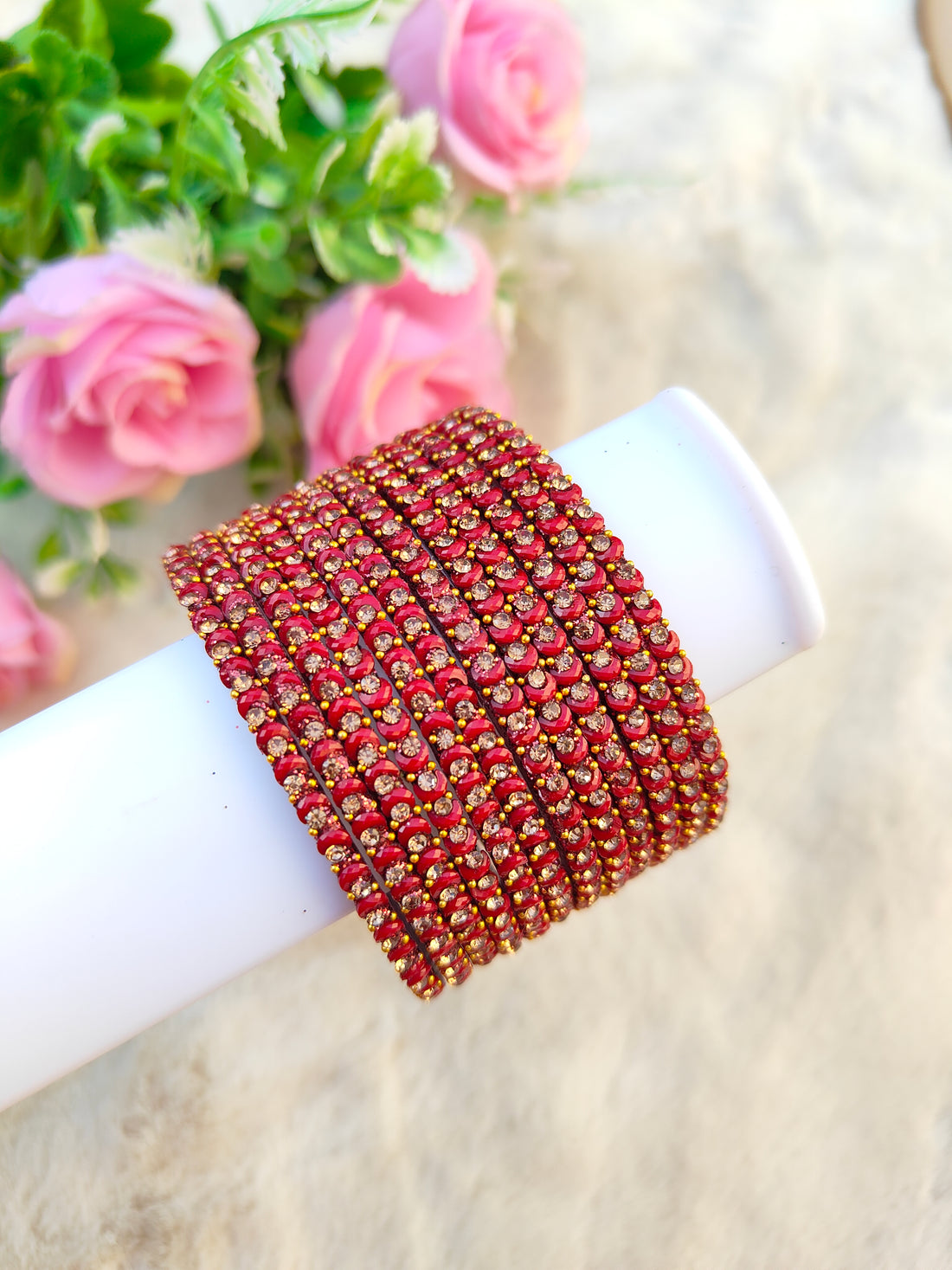 Half Moon Glass Bangles-Maroon Colour