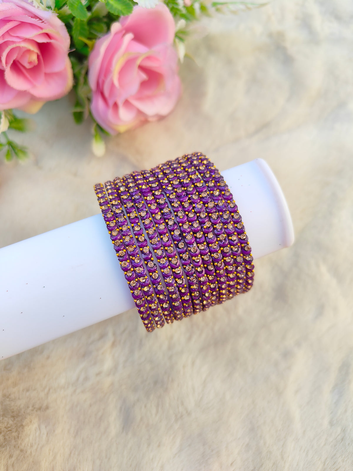 Half Moon Glass Bangles-Purple Colour