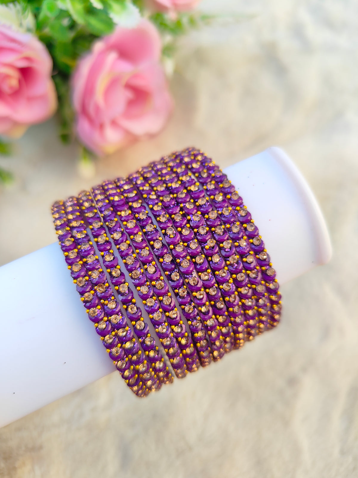 Half Moon Glass Bangles-Purple Colour