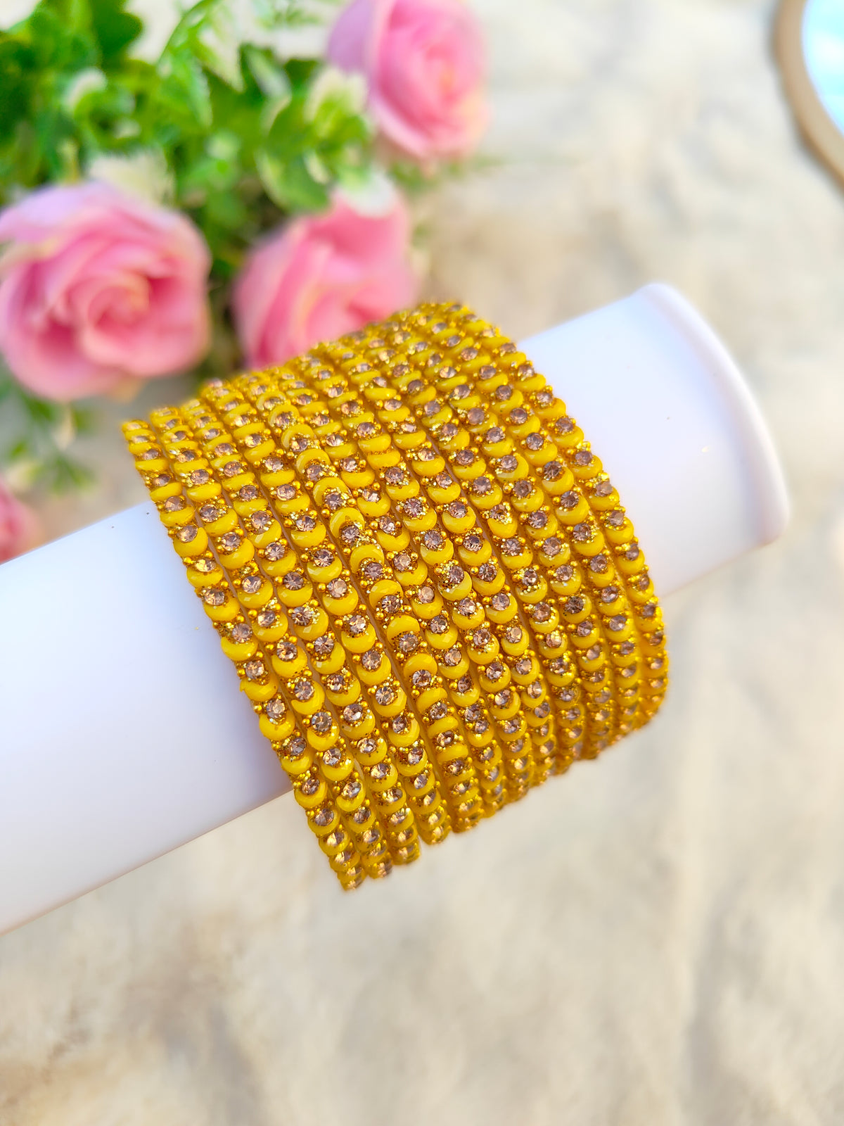 Half Moon Glass Bangles-Yellow Colour