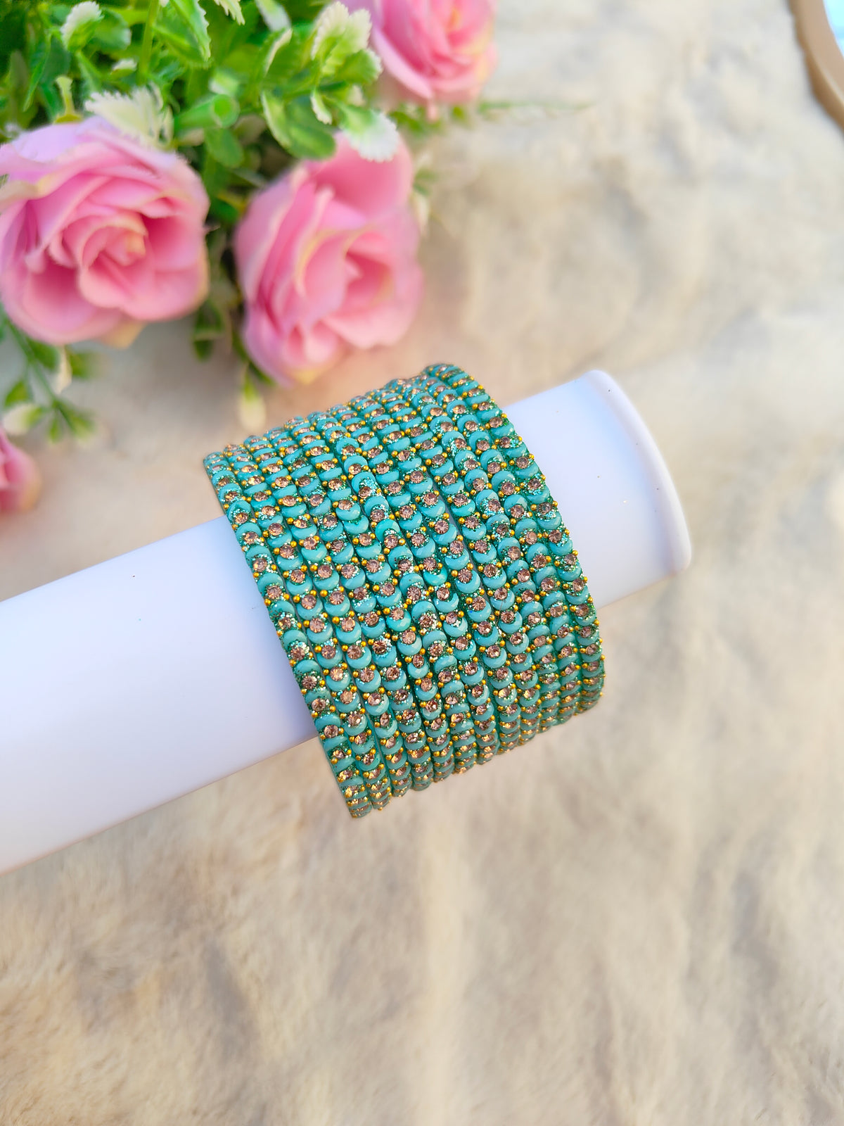 Half Moon Glass Bangles-Sky Blue Colour