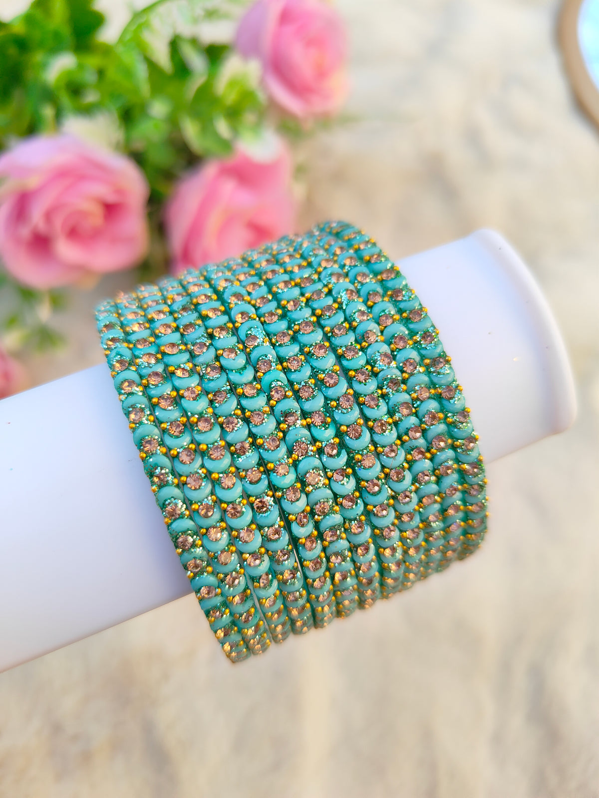 Half Moon Glass Bangles-Sky Blue Colour