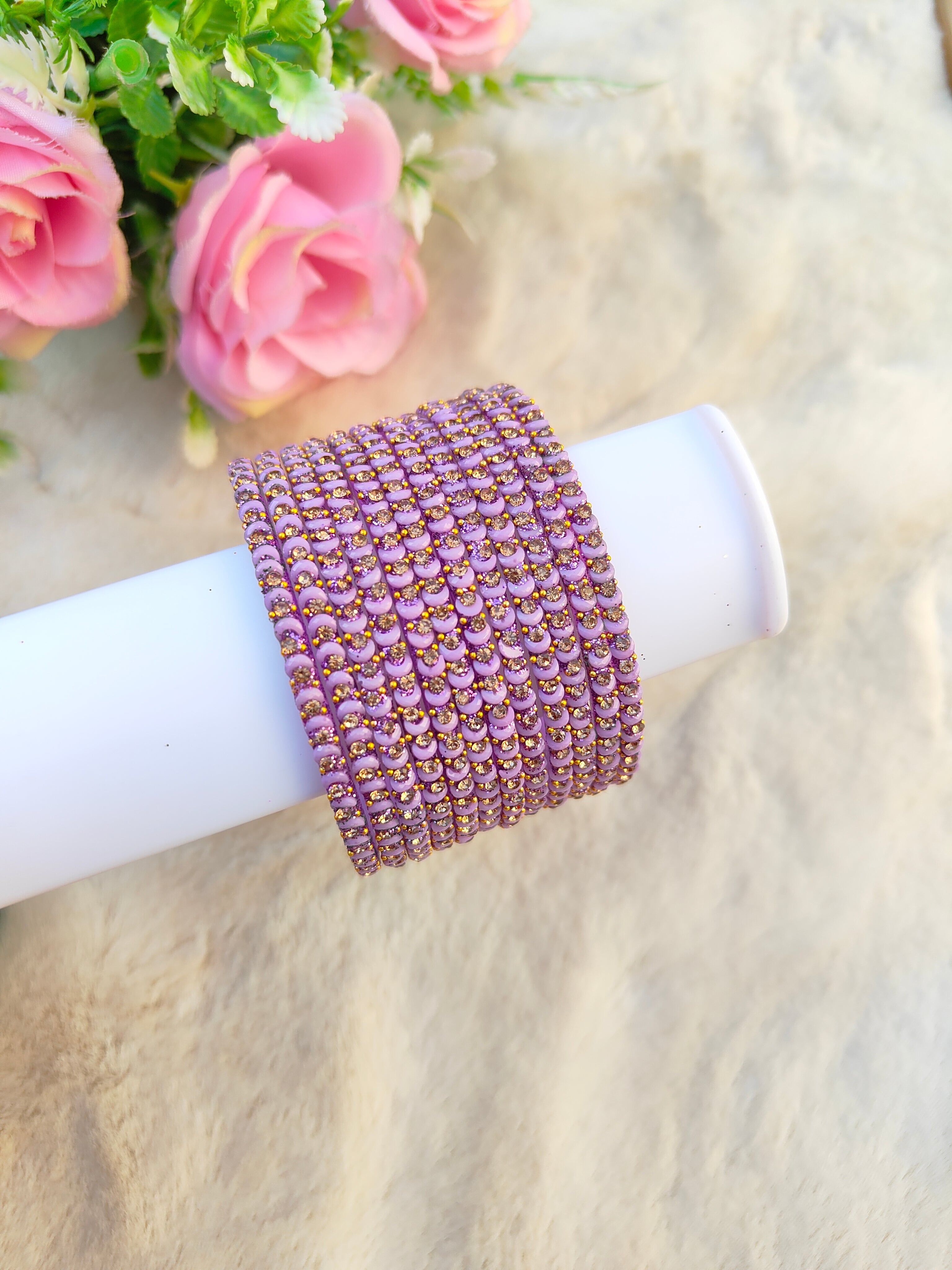 Half Moon Glass Bangles-Lavender Colour