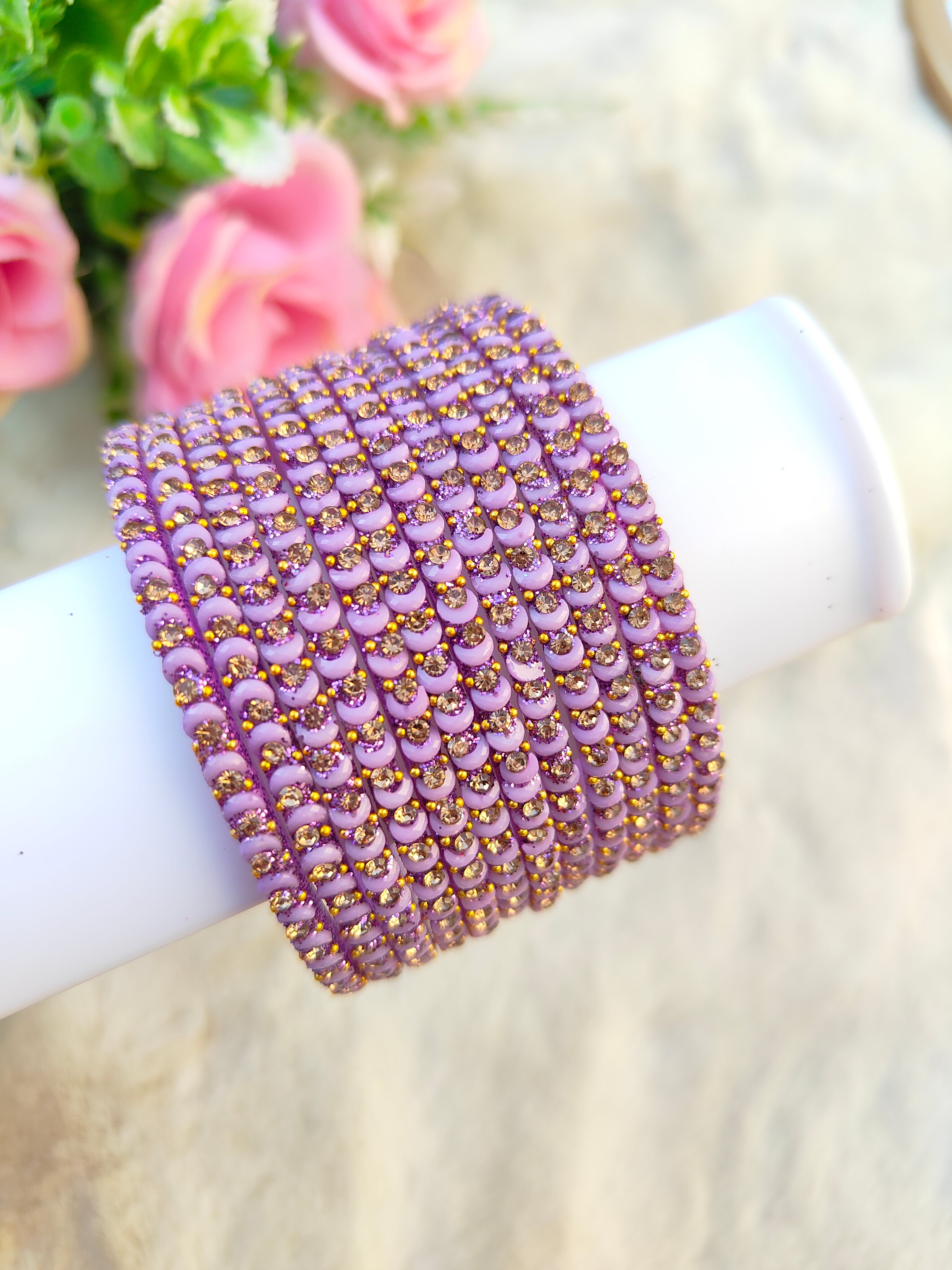 Half Moon Glass Bangles-Lavender Colour
