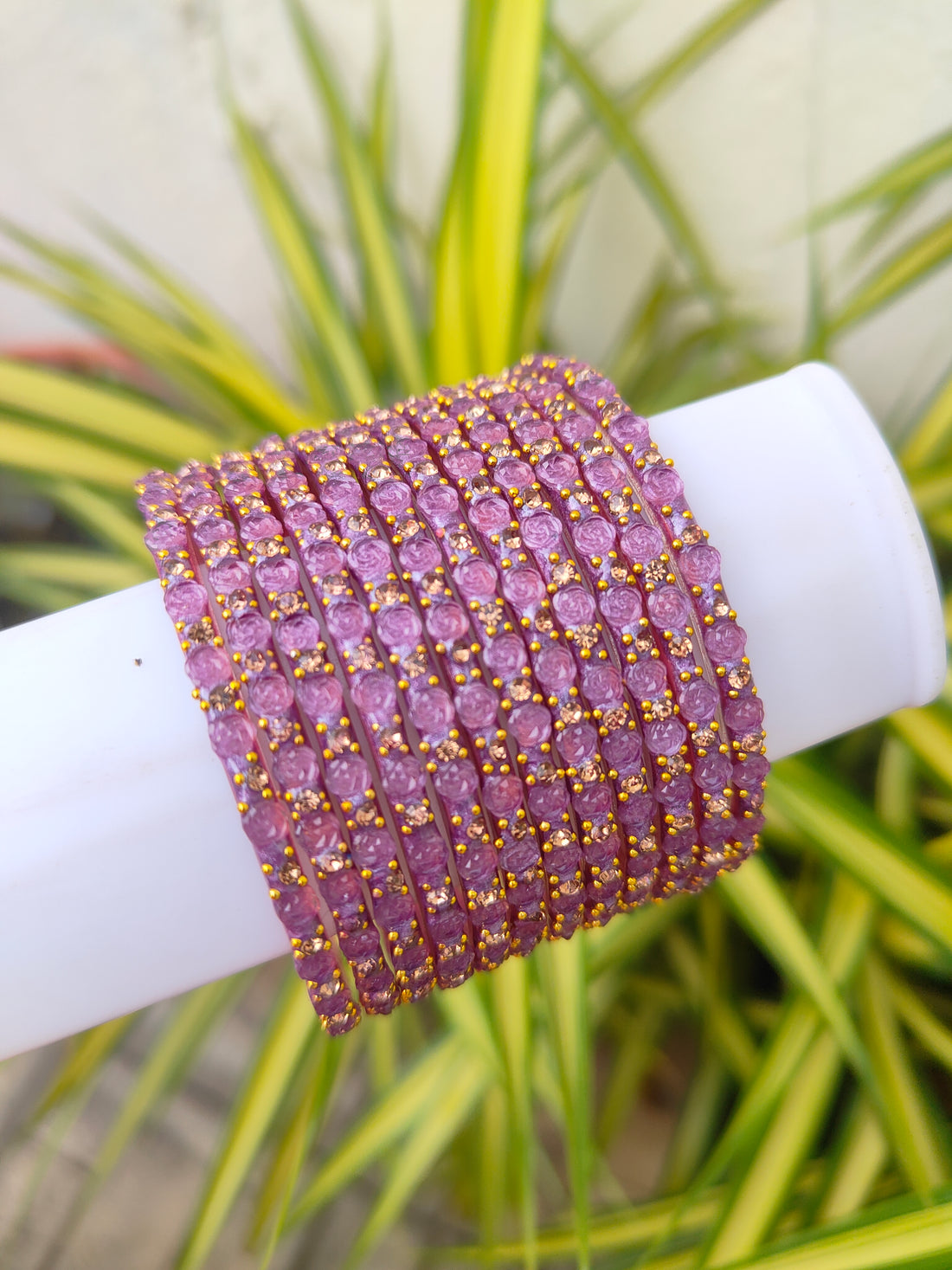 2.2 Size-Rose Glass Bangles-Onion Purple
