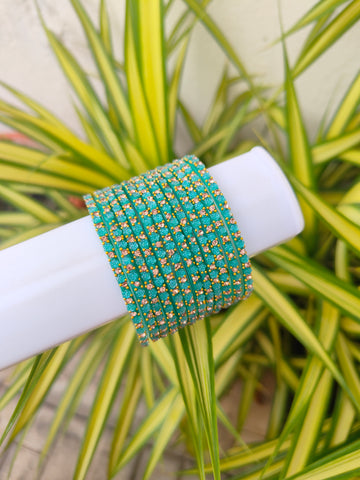 2.2 Size-Rose Glass Bangles-Peacock Blue