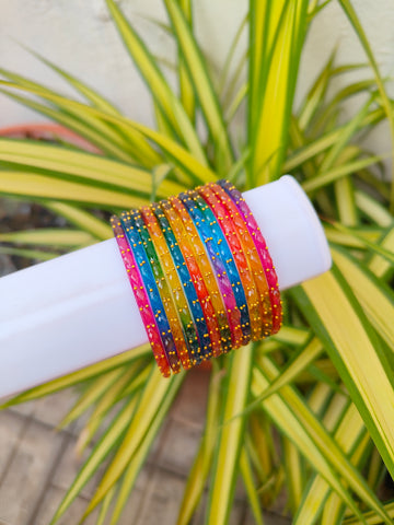 2.2 Size-Raindrop glass bangles-Dark multicolor
