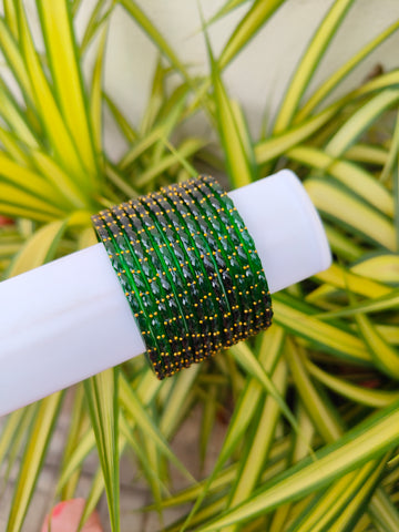 2.2 Size-Raindrop glass bangles-Dark green