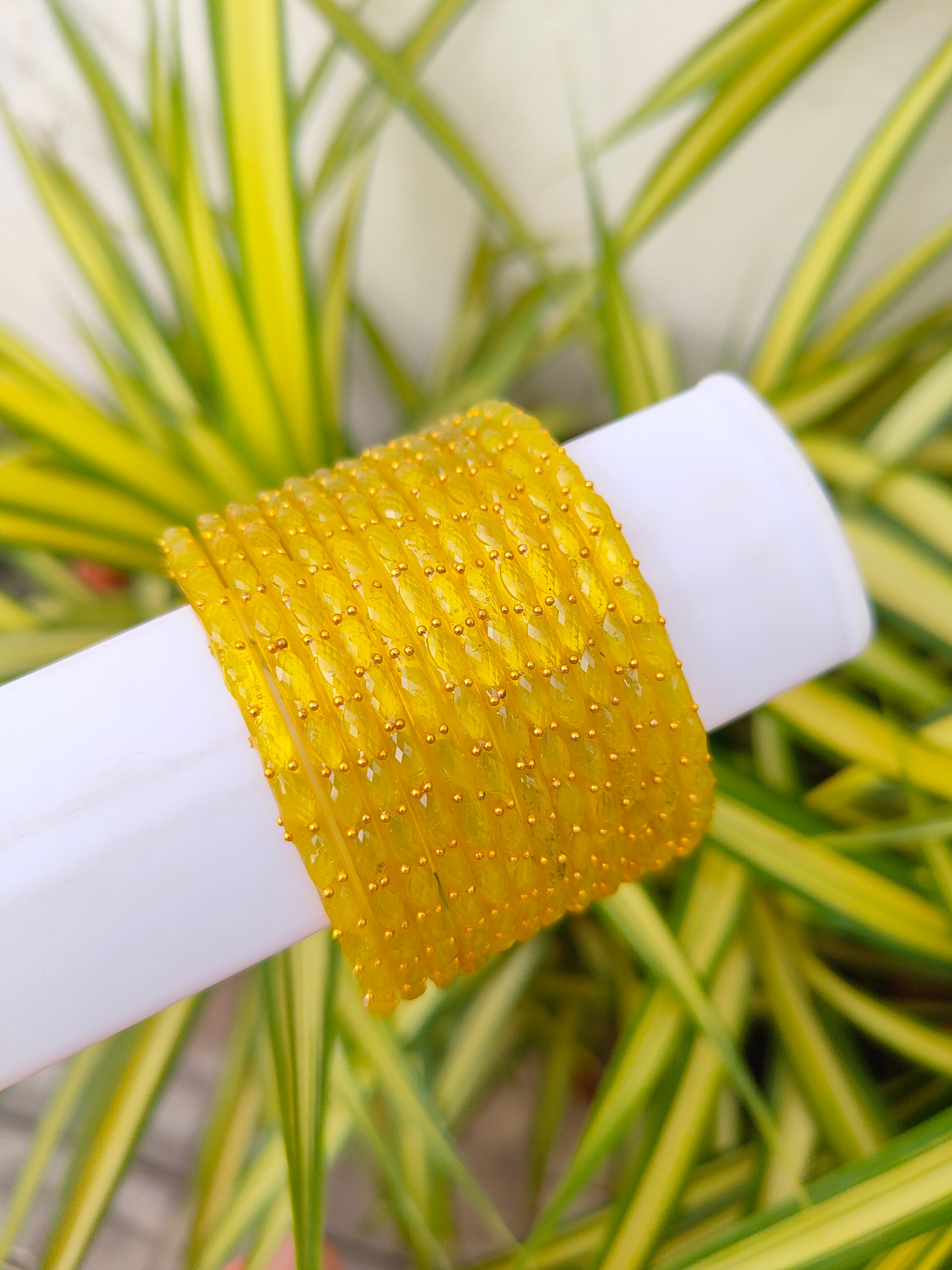 2.2 Size-Raindrop glass bangles-Yellow