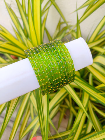 2.2 Size-Raindrop glass bangles-Parrot Green