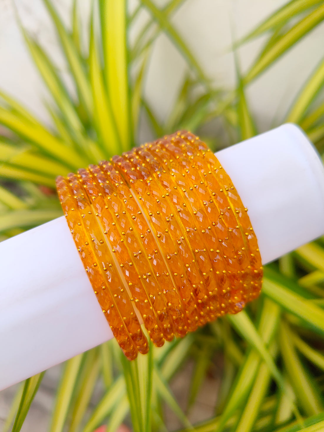 2.2 Size-Raindrop glass bangles-Gold