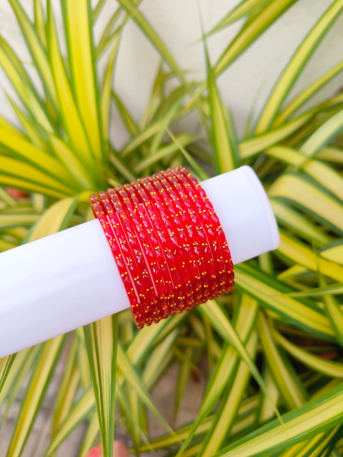 2.2 Size-Raindrop glass bangles-Red