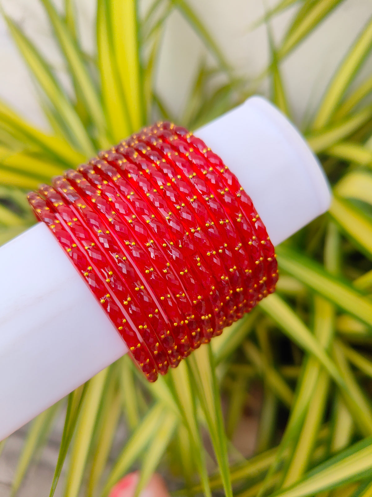 2.2 Size-Raindrop glass bangles-Red