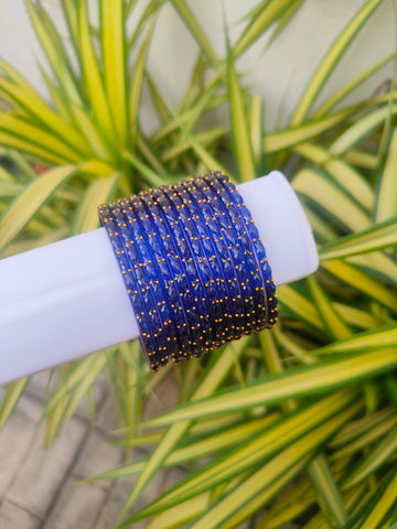 2.2 Size-Raindrop glass bangles-Navy Blue