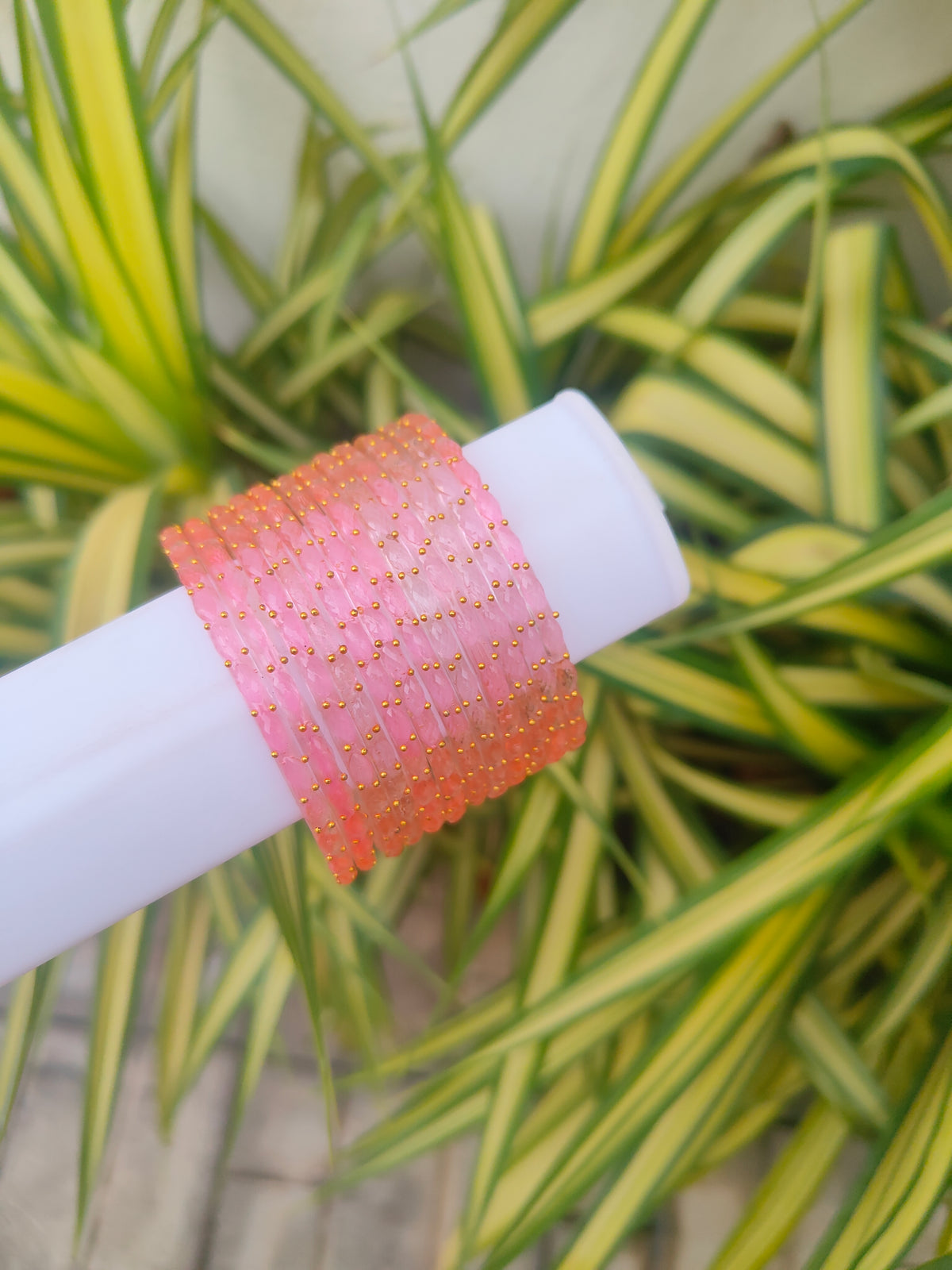 2.2 Size-Raindrop glass bangles-Baby Pink
