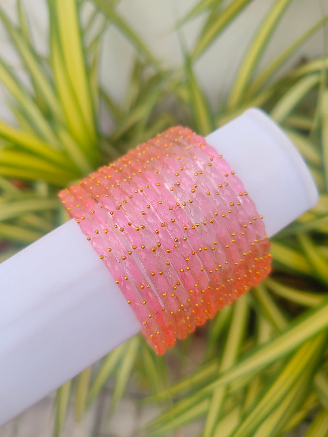 2.2 Size-Raindrop glass bangles-Baby Pink