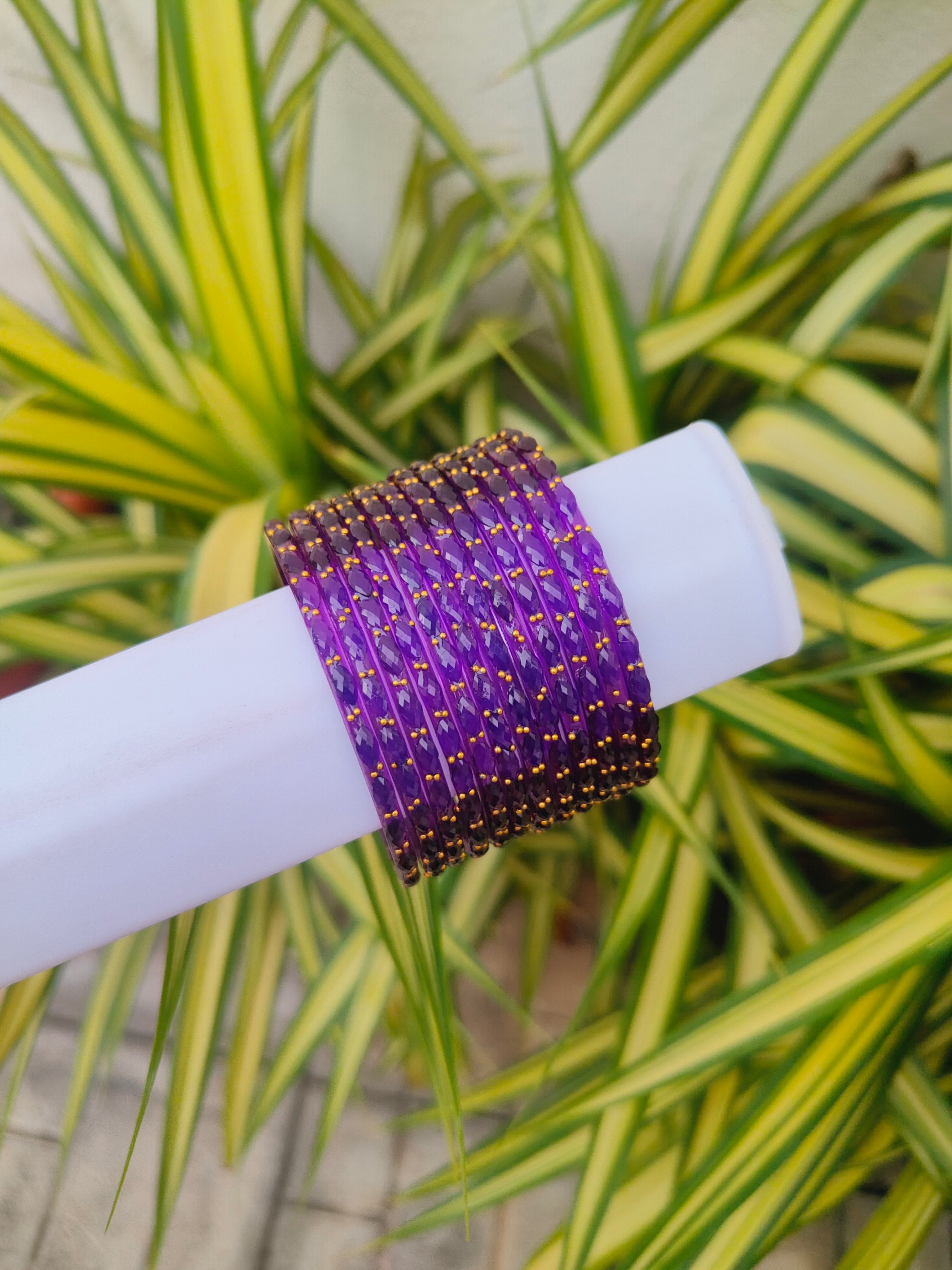 2.2 Size-Raindrop glass bangles-Purple