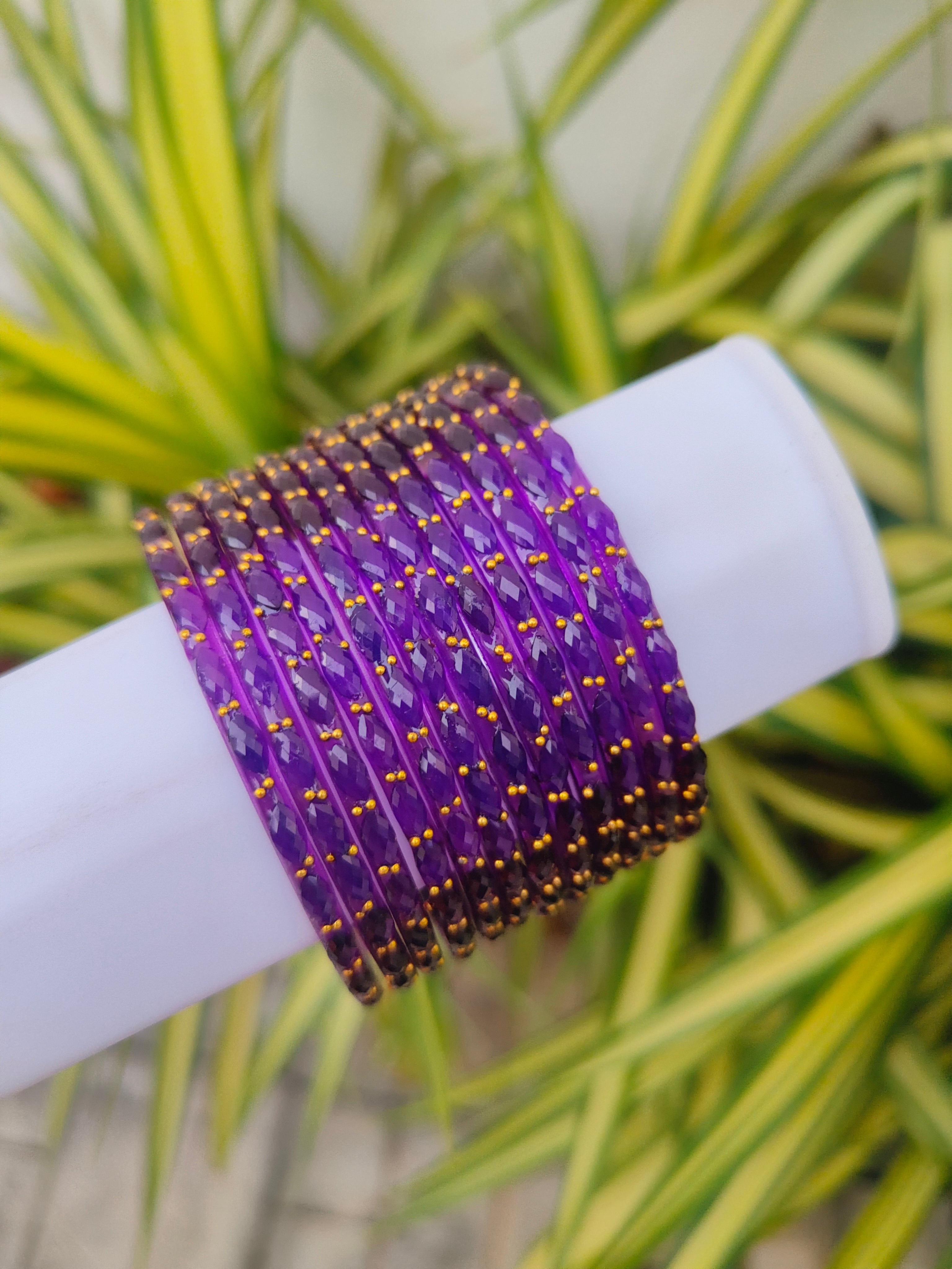 2.2 Size-Raindrop glass bangles-Purple