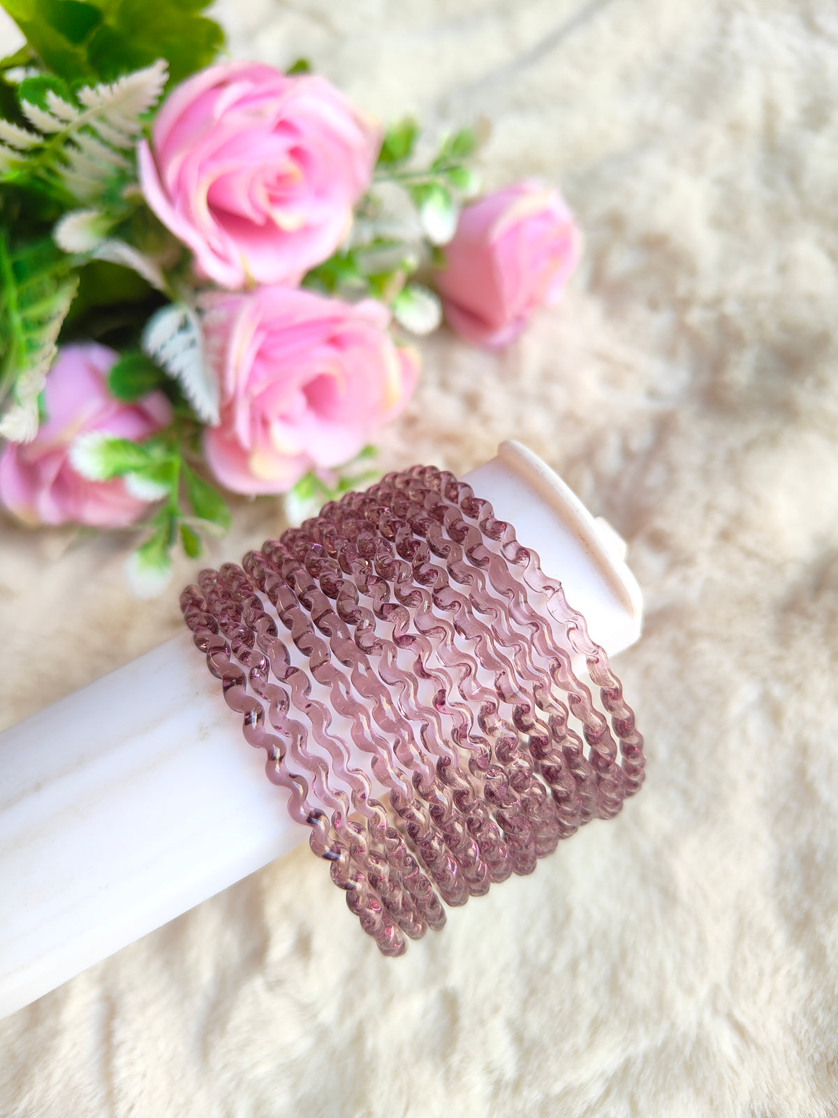 Maggi Glass Bangles-Onion Pink Colour