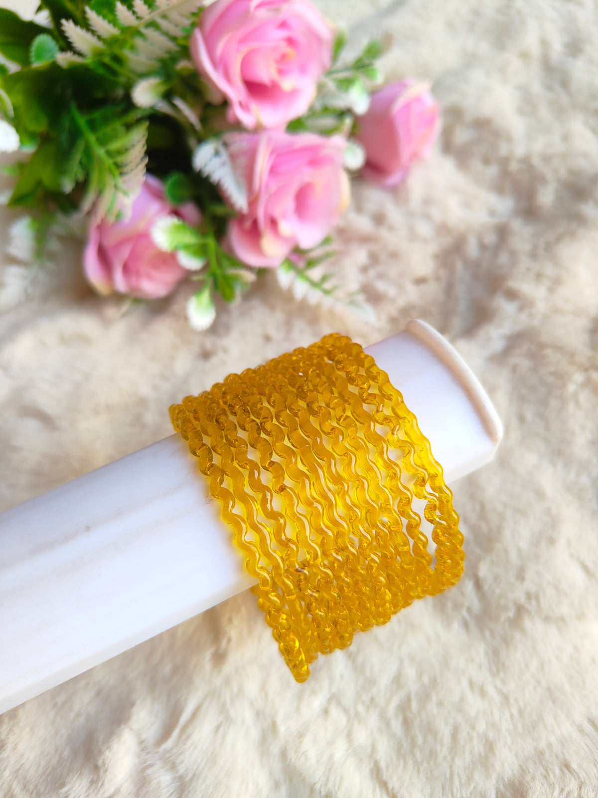Maggi Glass Bangles-Yellow Colour