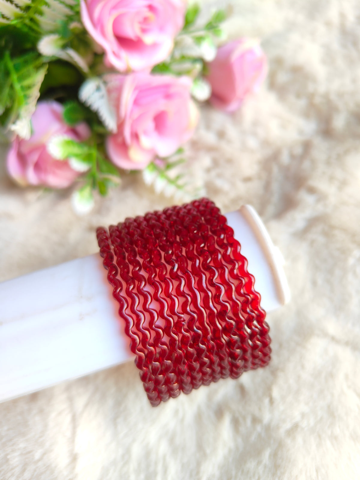 Maggi Glass Bangles-Maroon Colour