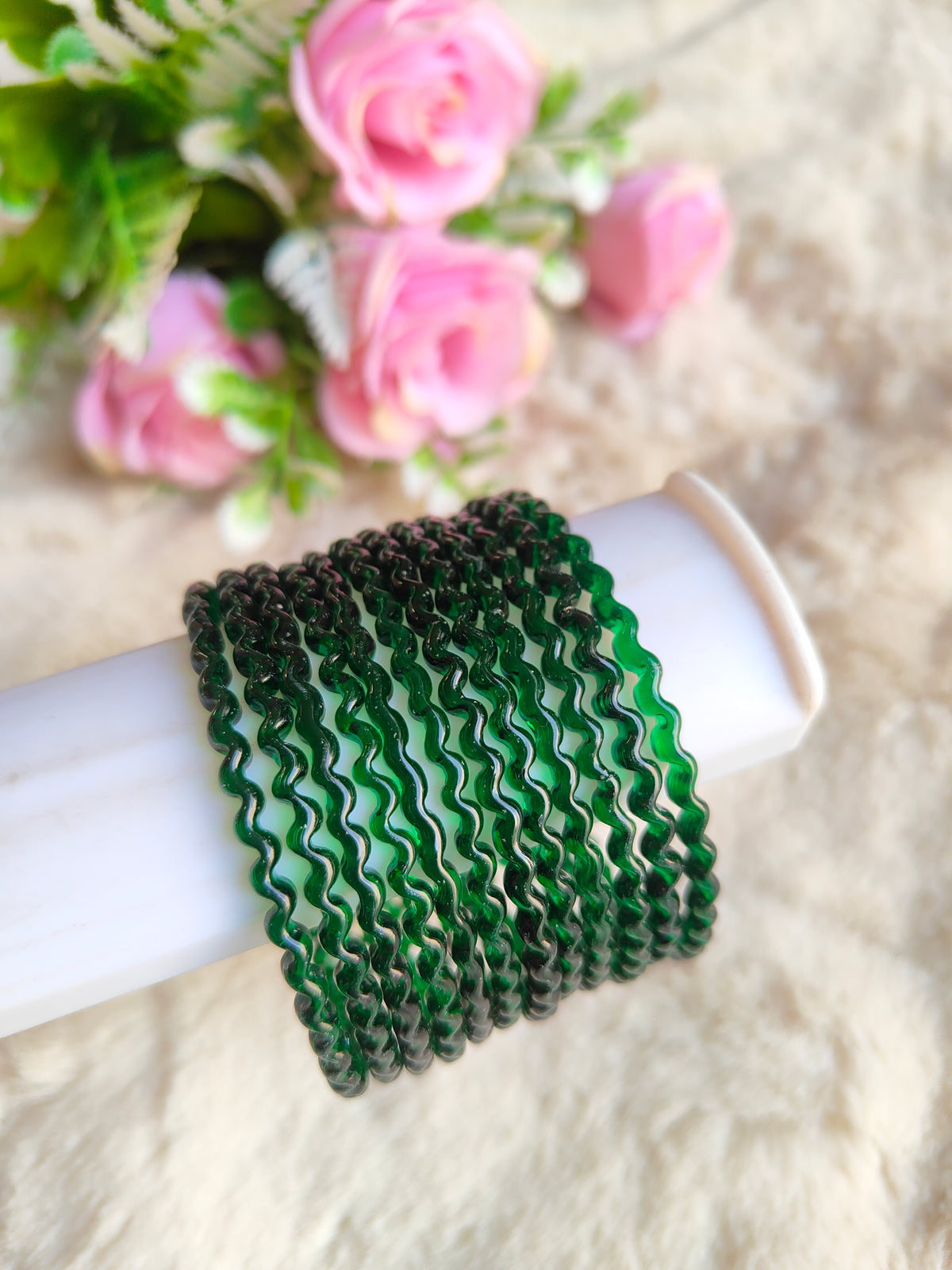 Maggi Glass Bangles-Dark Green Colour